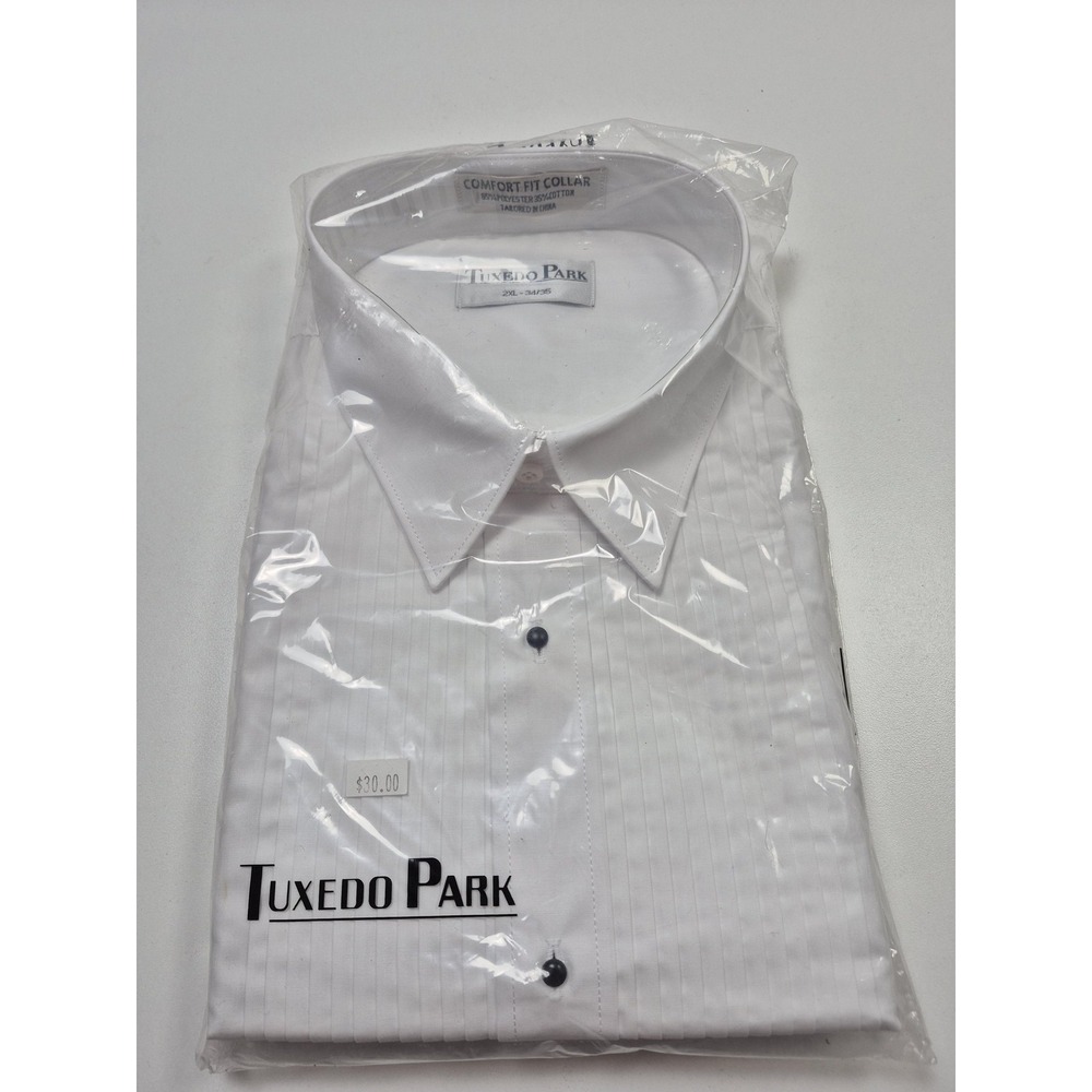 Tuxedo Park Dress Shirt Mens 2XL 34/35 White Pleated French Cuff Tuxedo